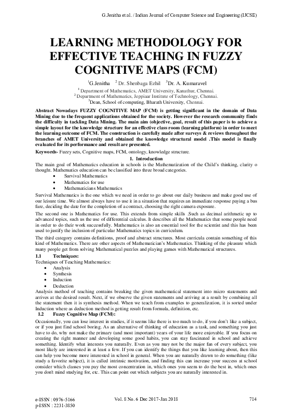 (PDF) Learning Methodology for Effective Teaching in Fuzzy Cognitive ...