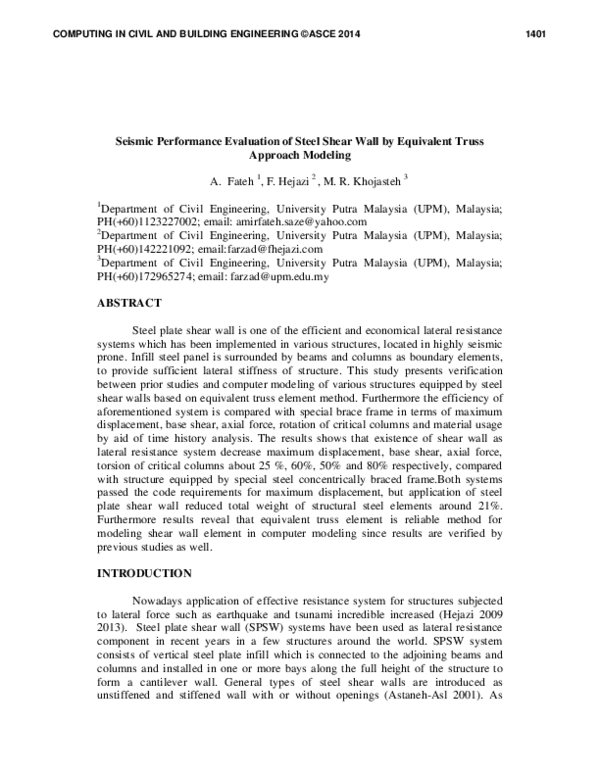(PDF) Seismic Performance Evaluation of Steel Shear Wall by Equivalent ...
