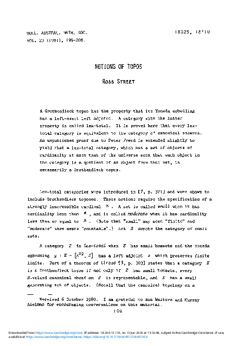 (PDF) Notions of topos