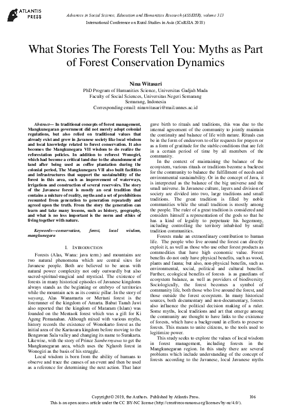 (PDF) What Stories The Forests Tell You: Myths as Part of Forest ...