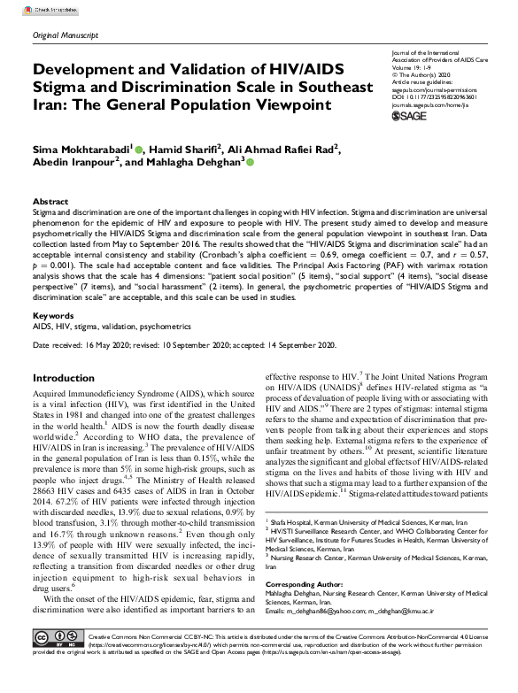 (PDF) Development and Validation of HIV/AIDS Stigma and Discrimination ...