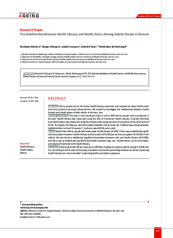 (PDF) The Relationship Between Health Literacy and Health Status Among ...