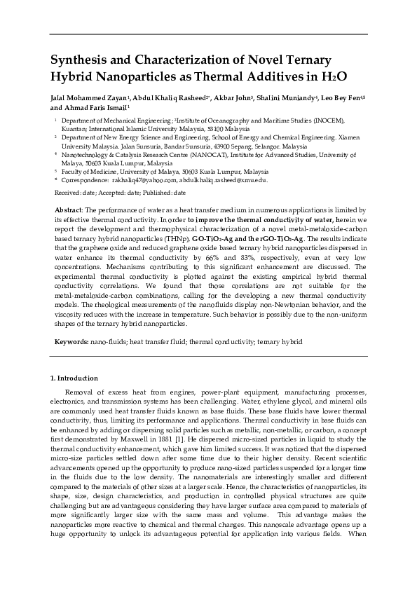 (PDF) Synthesis and Characterization of Novel Ternary Hybrid ...