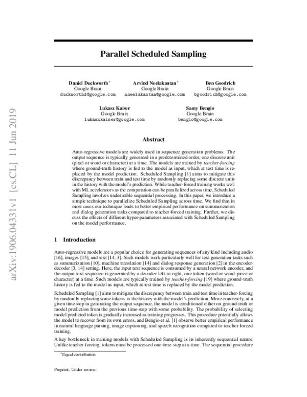 (PDF) Parallel Scheduled Sampling