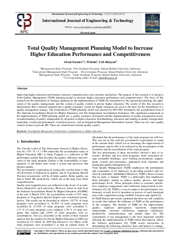 (PDF) Total Quality Management Planning Model to Increase Higher ...