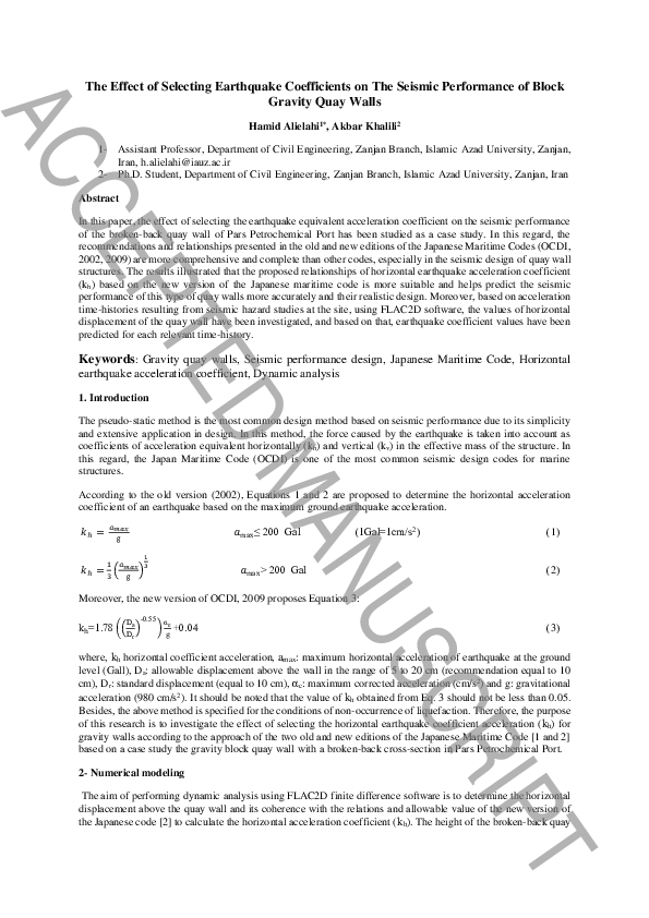 (PDF) The Effect of Selecting Earthquake Coefficients on The Seismic ...