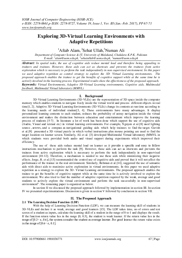 (PDF) Exploring 3D-Virtual Learning Environments with Adaptive Repetitions