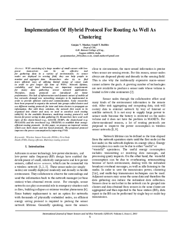 (PDF) Implementation Of Hybrid Protocol For Routing As Well As Clustering