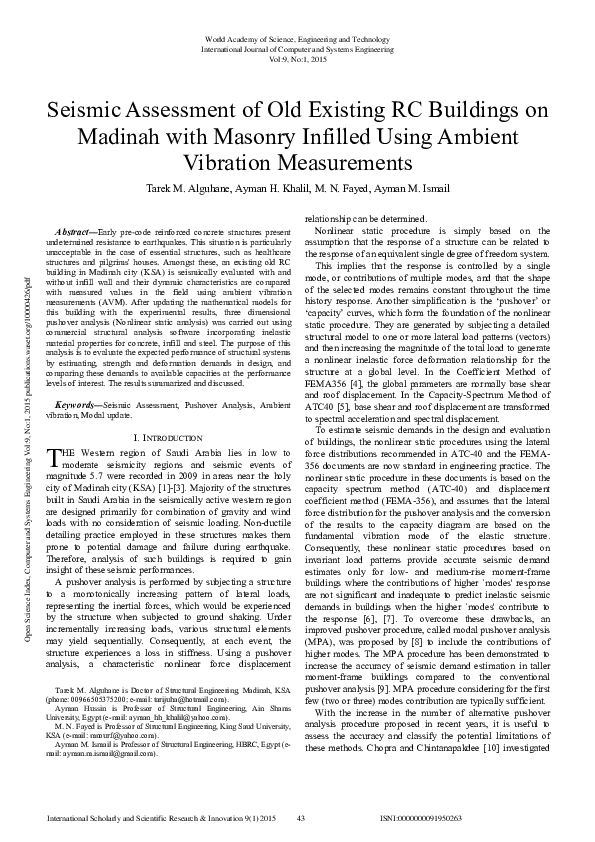 (PDF) Seismic Assessment Of Old Existing Rc Buildings On Madinah With ...
