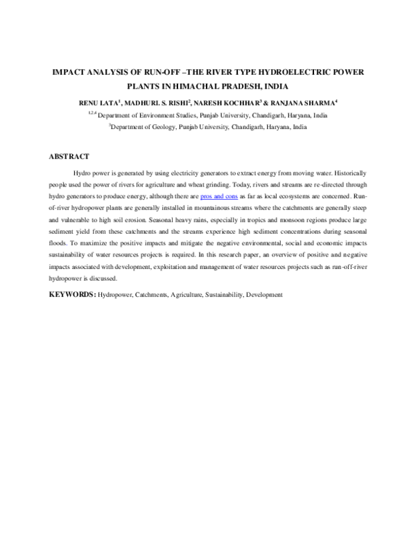 (PDF) Impact Analysis of Run-Off-The River Type Hydroelectric Power ...