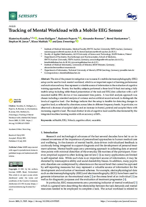 (PDF) Tracking of Mental Workload with a Mobile EEG Sensor