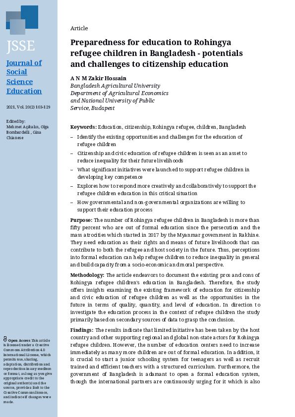 (PDF) Preparedness for education to Rohingya refugee children in ...