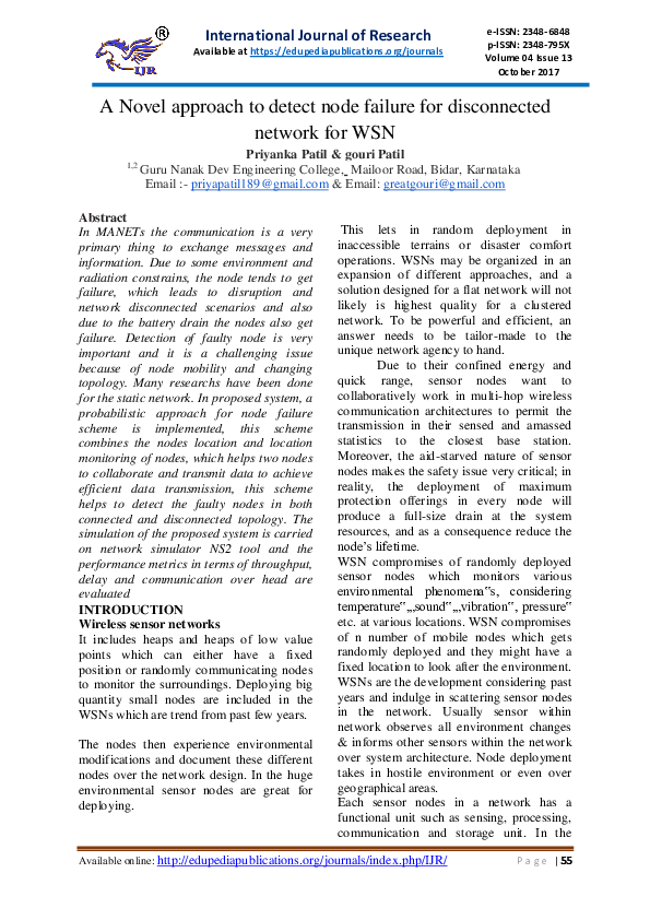 (PDF) A Novel approach to detect node failure for disconnected network ...