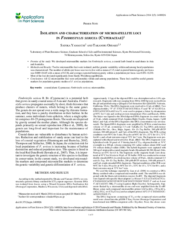 (PDF) Isolation and characterization of microsatellite loci in ...