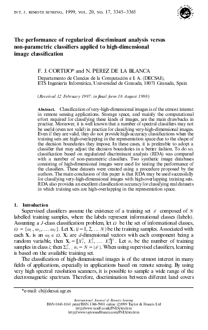 (PDF) The performance of regularized discriminant analysis versus non ...