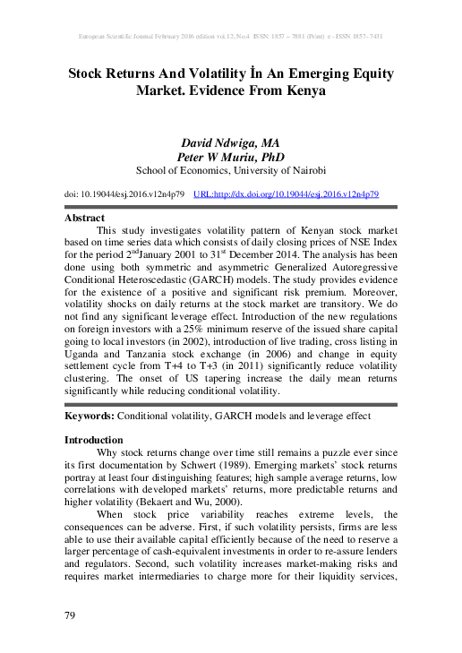 (PDF) Stock Returns And Volatility İn An Emerging Equity Market ...