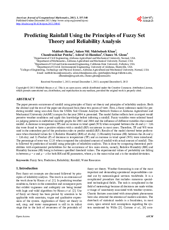 (PDF) Predicting Rainfall Using the Principles of Fuzzy Set Theory and ...