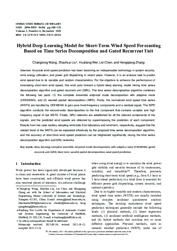 (PDF) Hybrid Deep Learning Model for Short-Term Wind Speed Forecasting ...