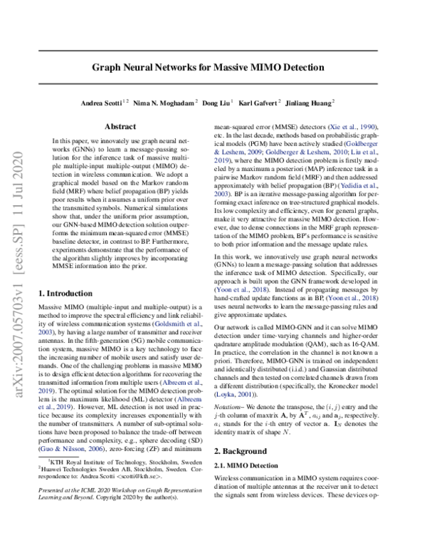 (PDF) Graph Neural Networks for Massive MIMO Detection