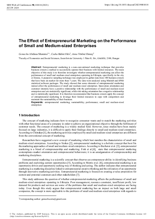 (PDF) The Effect of Entrepreneurial Marketing on the Performance of ...