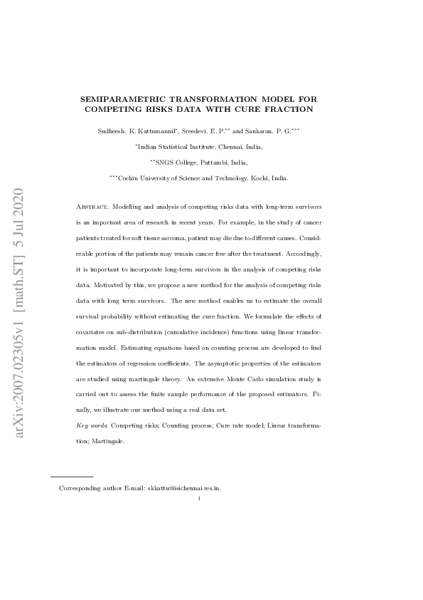 (PDF) Semiparametric transformation model for competing risks data with ...