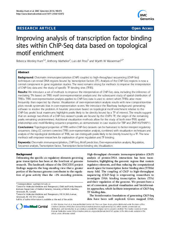 (PDF) Improving analysis of transcription factor binding sites within ...