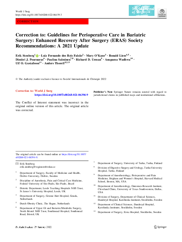 (PDF) Correction to: Guidelines for Perioperative Care in Bariatric ...