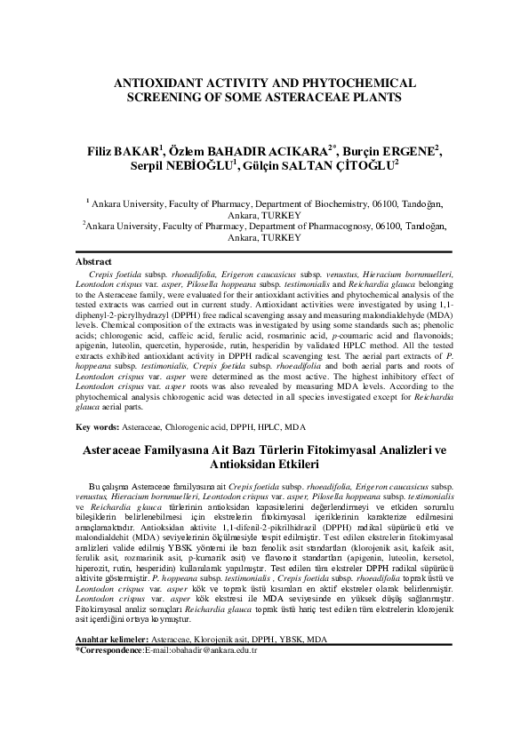 (PDF) Antioxidant Activity And Phytochemical Screening Of Some ...