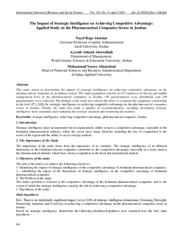(PDF) The Impact of Strategic Intelligence on Achieving Competitive ...