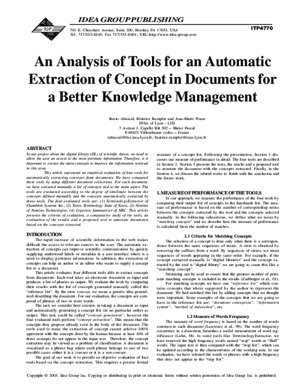 (PDF) An Analysis of Tools for an Automatic Extraction of Concept in ...
