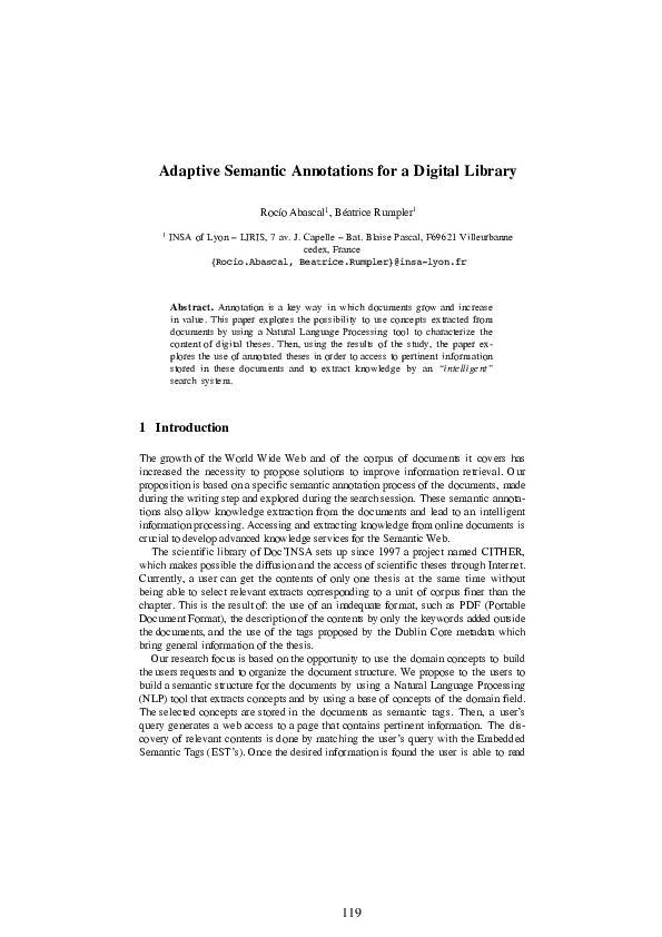 (PDF) Adaptive Semantic Annotations for a Digital Library