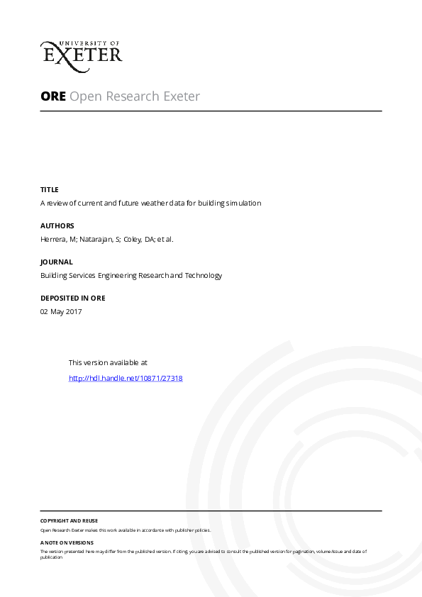 (PDF) A review of current and future weather data for building simulation