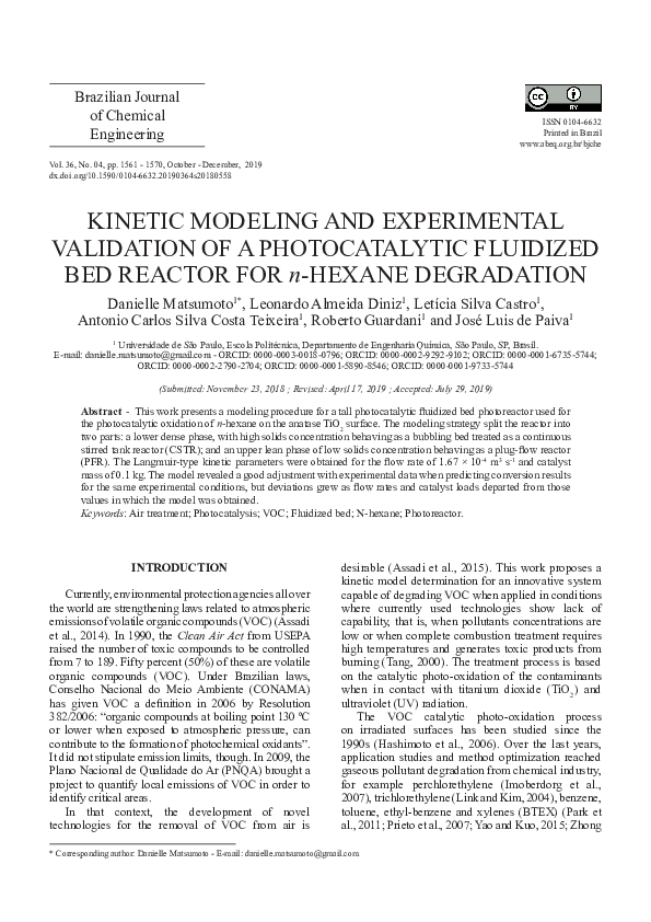 (PDF) KINETIC MODELING AND EXPERIMENTAL VALIDATION OF A PHOTOCATALYTIC ...