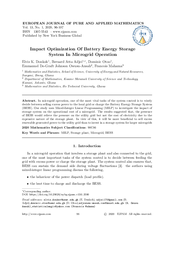 (PDF) Impact Optimization of Battery Energy Storage System in Microgrid ...