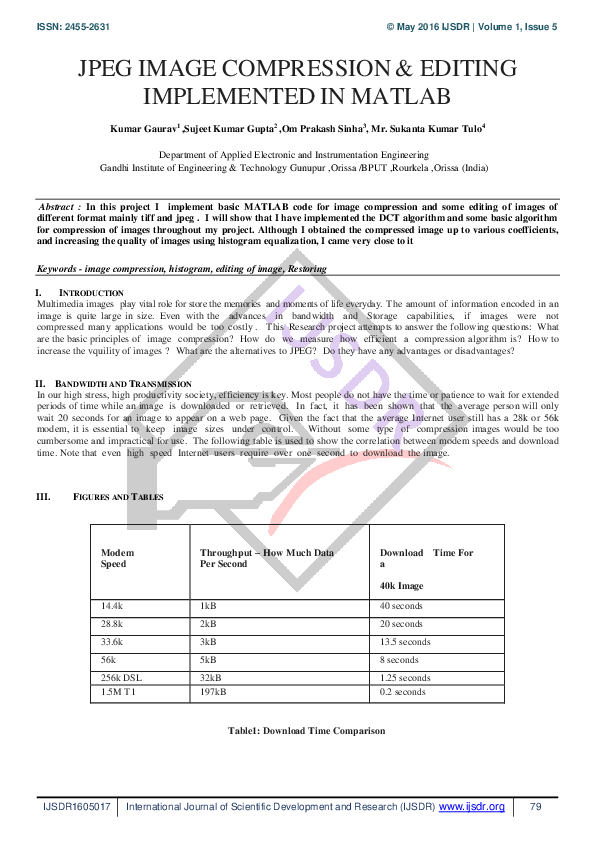 (PDF) Jpeg Image Compression & Editing Implemented in Matlab | Sujeet ...