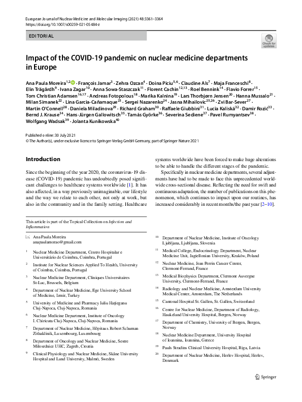 (PDF) Impact of the COVID-19 pandemic on nuclear medicine departments ...