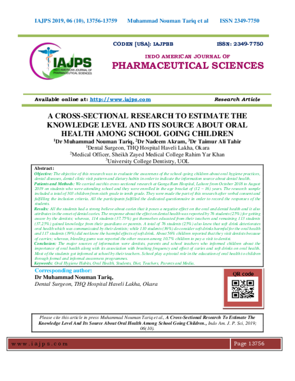 (PDF) A Cross-Sectional Research to Estimate the Knowledge Level and ...