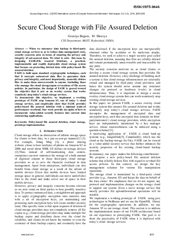 (PDF) Secure Cloud Storage with File Assured Deletion