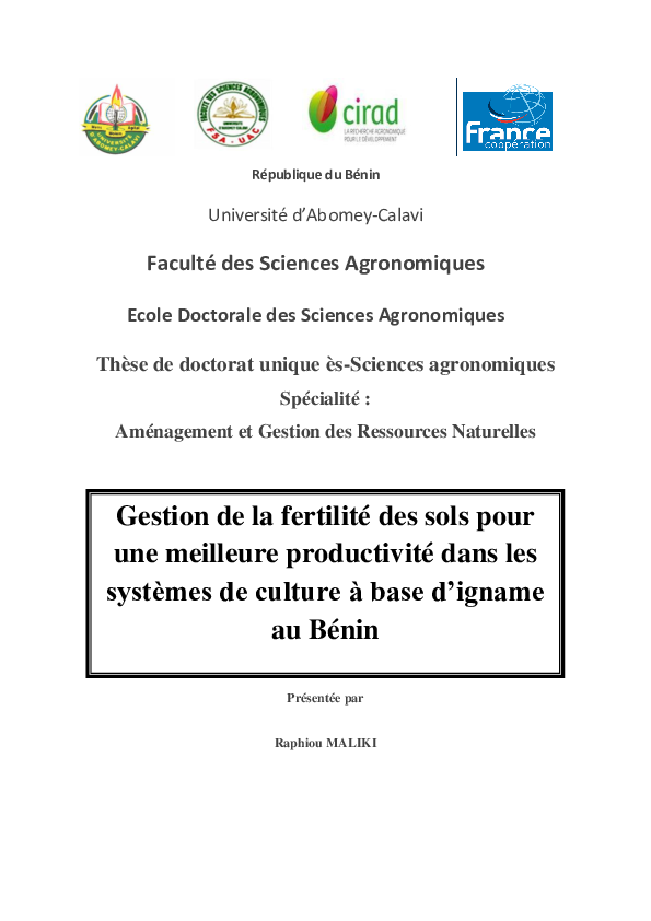 (PDF) Gestion de la fertilité des sols pour une meilleure productivité ...