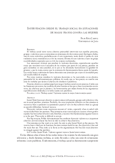 (PDF) Intervención desde el trabajo social en situaciones de malos ...