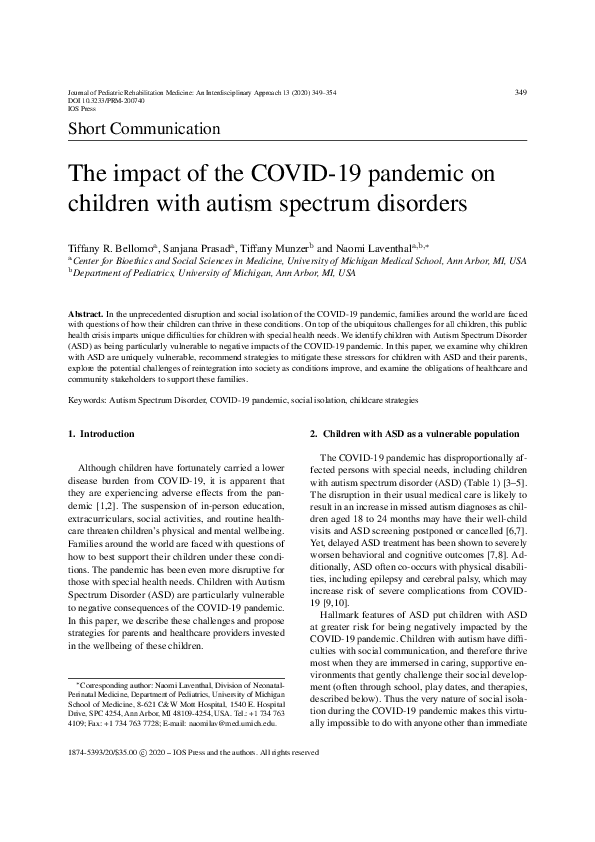 (PDF) The impact of the COVID-19 pandemic on children with autism ...