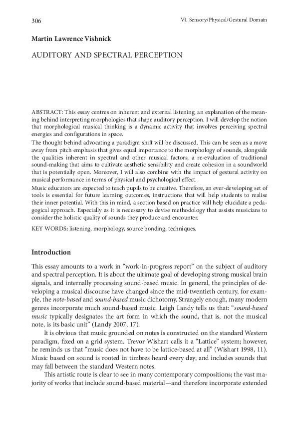 (PDF) Auditory and Spectral Perception