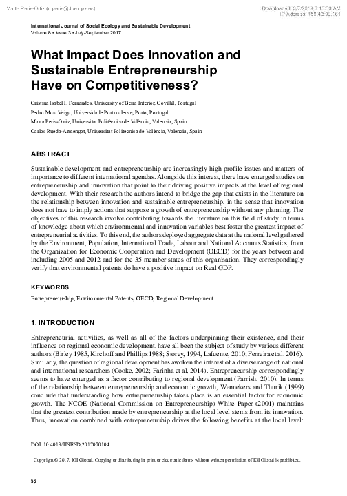 (PDF) What Impact Does Innovation and Sustainable Entrepreneurship Have ...