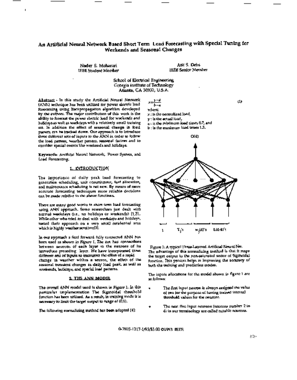 (PDF) An artificial neural network based short term load forecasting ...