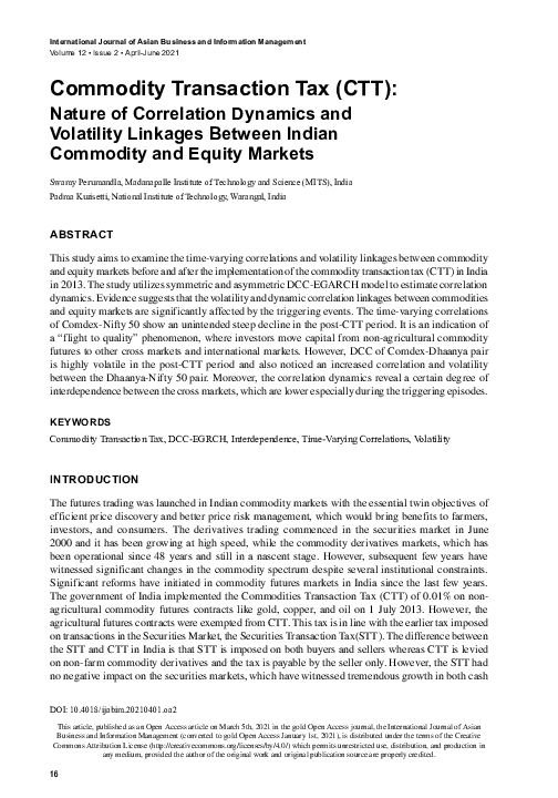 (PDF) Commodity Transaction Tax (CTT)
