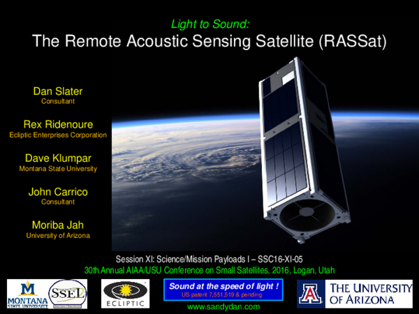 (PDF) Light to Sound: The Remote Acoustic Sensing Satellite (RASSat)