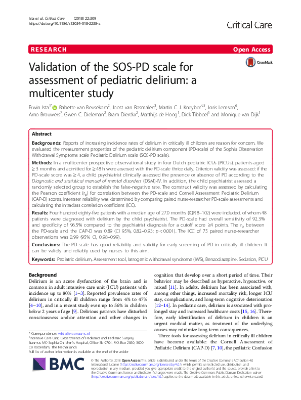 (PDF) Validation of the SOS-PD scale for assessment of pediatric ...