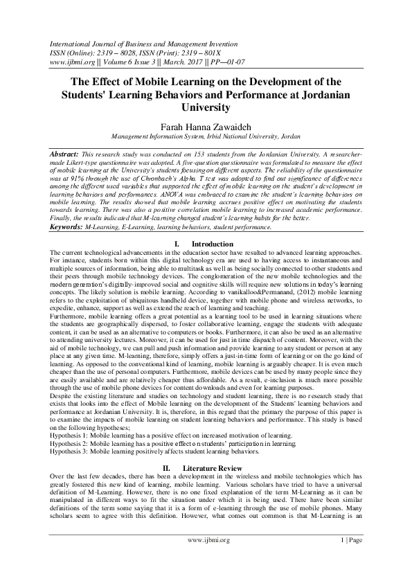 (PDF) The Effect of Mobile Learning on the Development of the Students ...