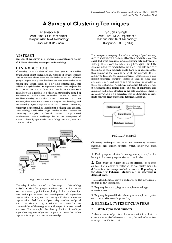 (PDF) A Survey of Clustering Techniques