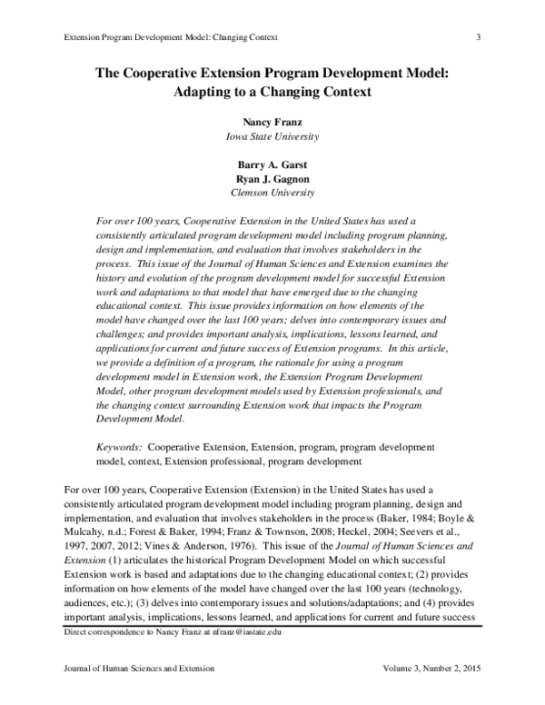 (PDF) The Cooperative Extension Program Development Model: Adapting to ...